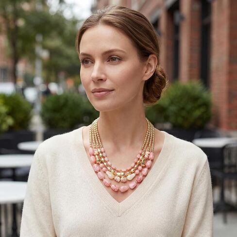 Chunky Boho Beaded Layered Necklace for Women Collar Choker Necklace Vintage Multi-Strand Statement Jewelry Gift for Her in Saudi Arabia