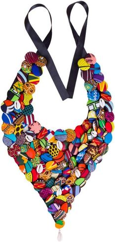BAZINRICHE African Fabric Necklaces for Women Button Necklace Ankara Covered Disc Bib Necklace Jewelry in Kuwait