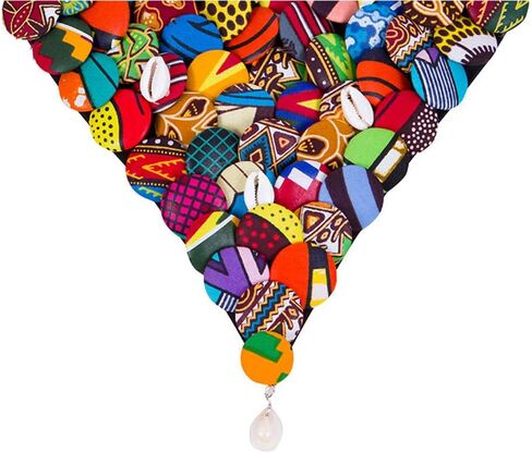BAZINRICHE African Fabric Necklaces for Women Button Necklace Ankara Covered Disc Bib Necklace Jewelry in Kuwait