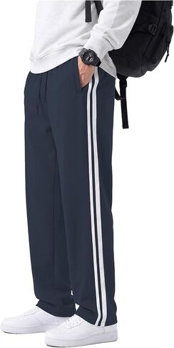 Safort Men's 30"/32"/34" Track Pants Wide Leg Sweatpants Zipper Pockets Loose Sweatpants Athletic Workout in Kuwait