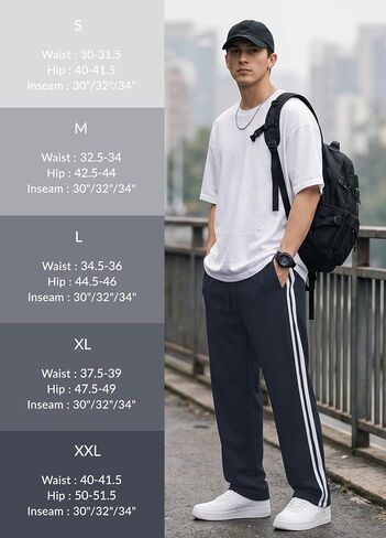 Safort Men's 30"/32"/34" Track Pants Wide Leg Sweatpants Zipper Pockets Loose Sweatpants Athletic Workout in Kuwait