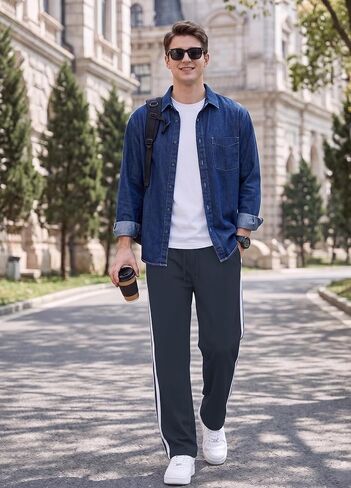 Safort Men's 30"/32"/34" Track Pants Wide Leg Sweatpants Zipper Pockets Loose Sweatpants Athletic Workout in Kuwait