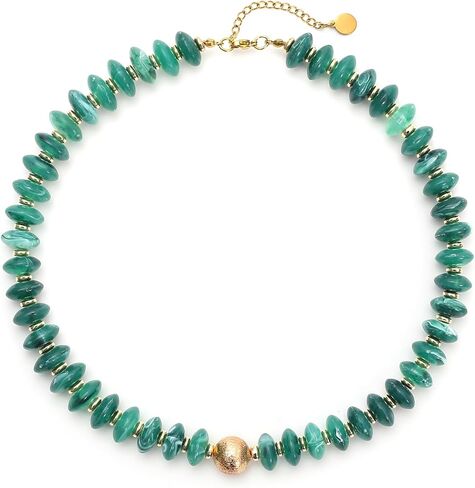 Colorful Chunky Beaded Necklace for Women Unique Resin Beads Choker Necklaces Boho Statement Necklace Summer Vacation Jewelry in Saudi Arabia