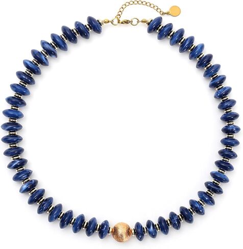 Colorful Chunky Beaded Necklace for Women Unique Resin Beads Choker Necklaces Boho Statement Necklace Summer Vacation Jewelry in Saudi Arabia