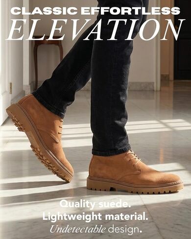 6FT CLUB Montaro Dune Height Increase Chukka Boots for Men – 2.8 Inch (7cm) Elevator Lace-Up Boots, Premium Suede Upper, Hidden Heel Lift, Casual Smart Dress Boots in Saudi Arabia