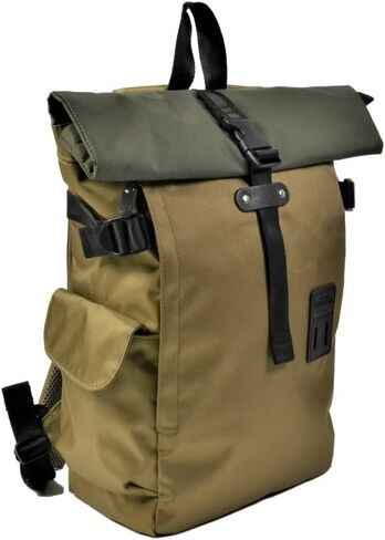 Harvest Label 2-Tone Rolltop Backpack - Desert Olive Casual Sports Everyday Outdoor Dypack in Saudi Arabia