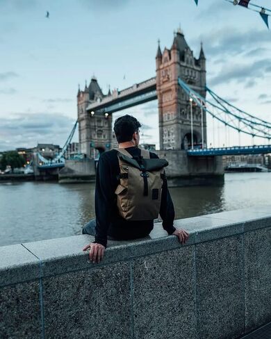 Harvest Label 2-Tone Rolltop Backpack - Desert Olive Casual Sports Everyday Outdoor Dypack in Saudi Arabia