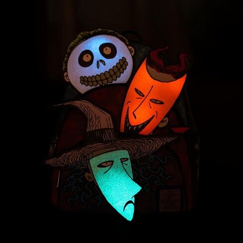 حقيبة ظهر نسائية من Loungefly Disney Nightmare Before Christmas تتوهج في الظلام بقفل وصدمات وبرميل بجيب ثلاثي in Kuwait