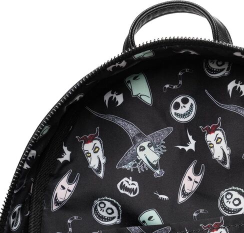 حقيبة ظهر نسائية من Loungefly Disney Nightmare Before Christmas تتوهج في الظلام بقفل وصدمات وبرميل بجيب ثلاثي in Kuwait