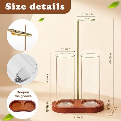Incense Holder for Sticks 2 in 1 Incense Burner Holder with Storage & Ash Catcher Wooden Base, Glass Vessels, Metal Clip for Meditation, Yoga, Spa, Home & Garden Decor in Saudi Arabia