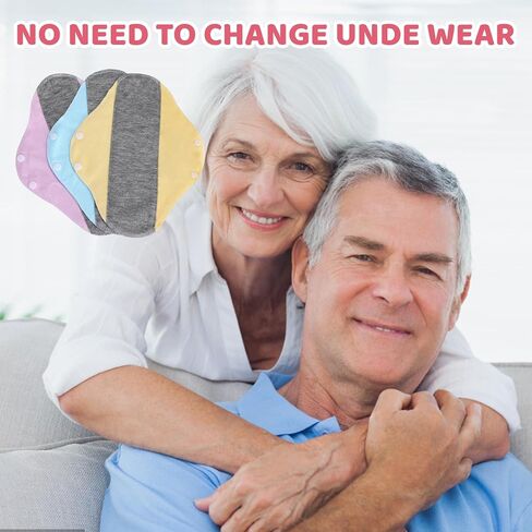 9PCS Reusable Incontinence Pads for Women, Washable Incontinence Pads in Pink Yellow Blue, Soft Organic Cotton Material for Daily Comfort and Protection, Convenient Reusable Pads for Personal Care in Saudi Arabia