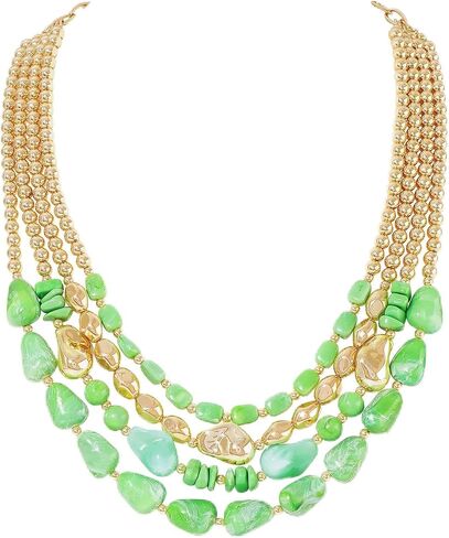 Chunky Boho Beaded Layered Necklace for Women Collar Choker Necklace Vintage Multi-Strand Statement Jewelry Gift for Her in Saudi Arabia