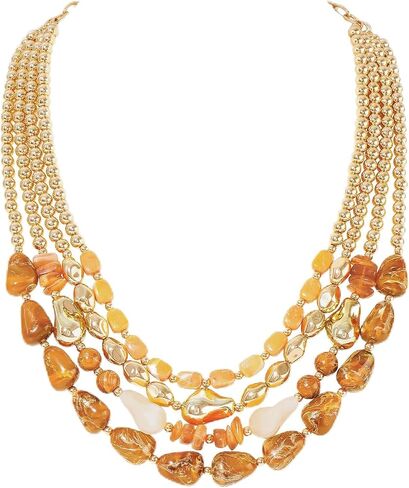 Chunky Boho Beaded Layered Necklace for Women Collar Choker Necklace Vintage Multi-Strand Statement Jewelry Gift for Her in Saudi Arabia
