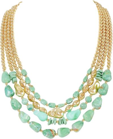 Chunky Boho Beaded Layered Necklace for Women Collar Choker Necklace Vintage Multi-Strand Statement Jewelry Gift for Her in Saudi Arabia