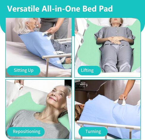 Reusable Positioning Bed Pads for Elderly Adults with 4 Handles 2 Pack 34"x36" -Absorbent Draw Sheet with Handles,Washable Waterproof Incontinence Under Pads for Transferring Moving,Pulling in Kuwait