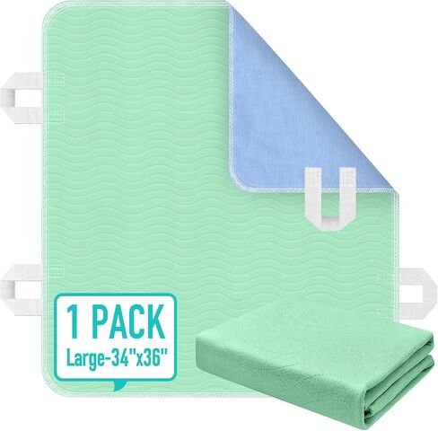 Reusable Positioning Bed Pads for Elderly Adults with 4 Handles 2 Pack 34"x36" -Absorbent Draw Sheet with Handles,Washable Waterproof Incontinence Under Pads for Transferring Moving,Pulling in Kuwait