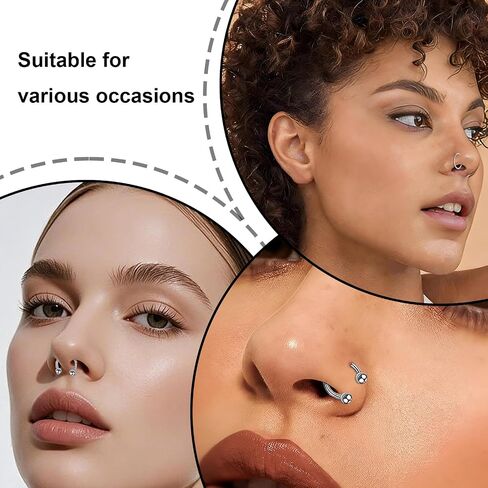24PCS Horseshoe Nose Ring and Septum Rings Set,Septum Jewelry,Smiley Piercing Jewelry,Silver Helix Hoop Earring Eyebrow Tragus Lip Piercing Ring Balls and Spikes 6/8/10/12mm in Saudi Arabia