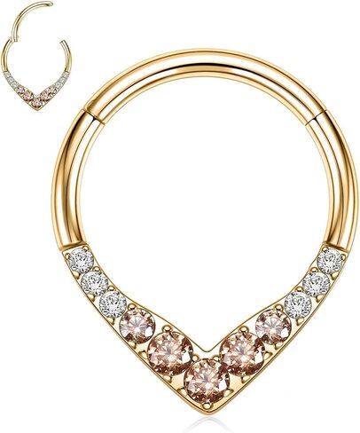 PEAKLINK Teadrdrop Septum Piercing Jewelry 16G Septum Nose Hoop Ring Opal CZ Daith Earring Surgical Steel Tragus Rook Helix Cartilage Conch Hoop Earring 8mm 10mm in Kuwait