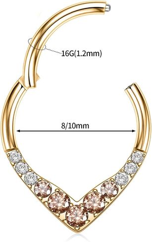 PEAKLINK Teadrdrop Septum Piercing Jewelry 16G Septum Nose Hoop Ring Opal CZ Daith Earring Surgical Steel Tragus Rook Helix Cartilage Conch Hoop Earring 8mm 10mm in Kuwait