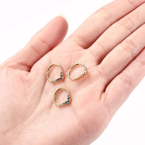 PEAKLINK Teadrdrop Septum Piercing Jewelry 16G Septum Nose Hoop Ring Opal CZ Daith Earring Surgical Steel Tragus Rook Helix Cartilage Conch Hoop Earring 8mm 10mm in Kuwait