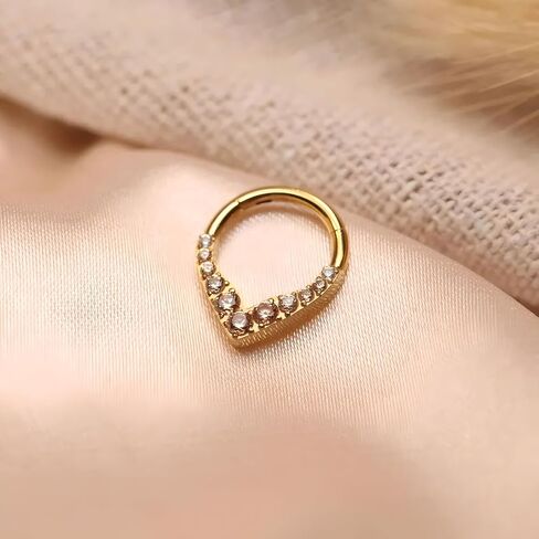 PEAKLINK Teadrdrop Septum Piercing Jewelry 16G Septum Nose Hoop Ring Opal CZ Daith Earring Surgical Steel Tragus Rook Helix Cartilage Conch Hoop Earring 8mm 10mm in Kuwait