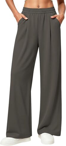 LOMON Womens Wide Leg Pants Travel Casual Lounge High Waist Flowy Palazzo Pants with Pocket Loose Spring Summer Clothing in Kuwait