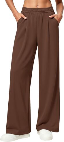 LOMON Womens Wide Leg Pants Travel Casual Lounge High Waist Flowy Palazzo Pants with Pocket Loose Spring Summer Clothing in Kuwait