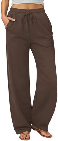 keriffe Womens Summer Casual Pants High Waisted Drawstring Beach Vacation Trousers with Pockets in Saudi Arabia