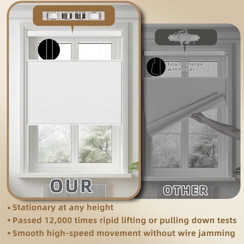 No Drill Blackout Cellular Shades No Tools Window Blinds Top Dwon Bottom Up Honeycomb Blinds for Indoor Windows Thermal Insulation UV Protection,White,Custom Size in Saudi Arabia