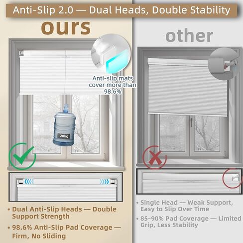 No Drill Blackout Cellular Shades No Tools Window Blinds Top Dwon Bottom Up Honeycomb Blinds for Indoor Windows Thermal Insulation UV Protection,White,Custom Size in Saudi Arabia