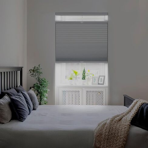 DEZ FURNISHINGS Cordless 1.5" Blackout Top Down Bottom Up Cellular Shade, Energy Saver, 23" W x 64" H, Gray Cloud in Kuwait