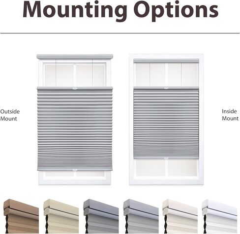 DEZ FURNISHINGS Cordless 1.5" Blackout Top Down Bottom Up Cellular Shade, Energy Saver, 23" W x 64" H, Gray Cloud in Kuwait