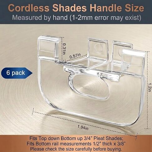 6 Pack Cordless Honeycomb Shade Lift Handles, White PP Replacement Parts for Cellular Blinds, Compatible with 3/4 Inch Pleat Top Down Bottom Up Shades in Saudi Arabia
