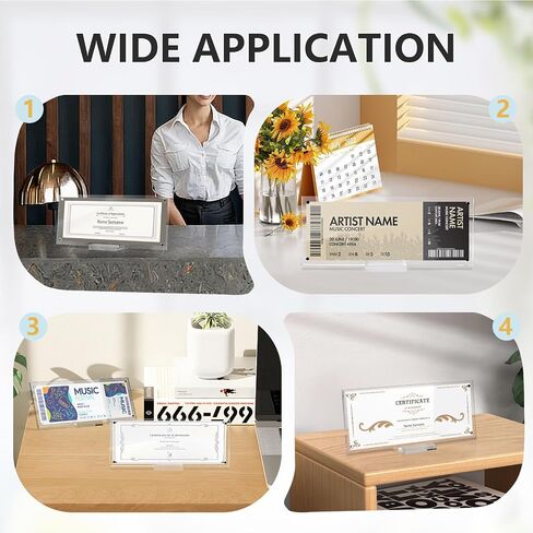 2Pcs Acrylic business license frame with Base 10 x 3.94Inch Clear certificate display holder Magnetic certificate frame for Desk Tabletop Display in Saudi Arabia