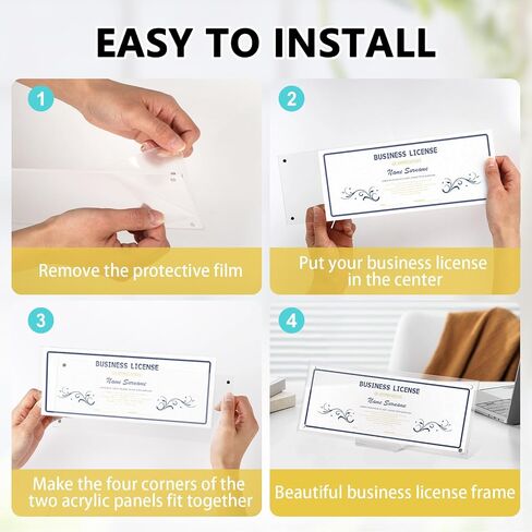 2Pcs Acrylic business license frame with Base 10 x 3.94Inch Clear certificate display holder Magnetic certificate frame for Desk Tabletop Display in Saudi Arabia