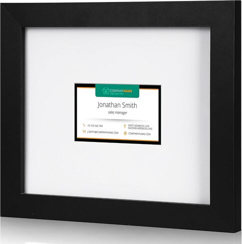 Business Card Display Frame Black Picture Frames White Mat, MDF Frame, Easel and Installed Wall Hanger in Kuwait