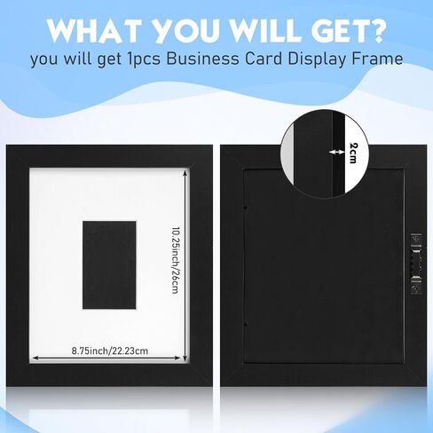 Business Card Display Frame Black Picture Frames White Mat, MDF Frame, Easel and Installed Wall Hanger in Kuwait