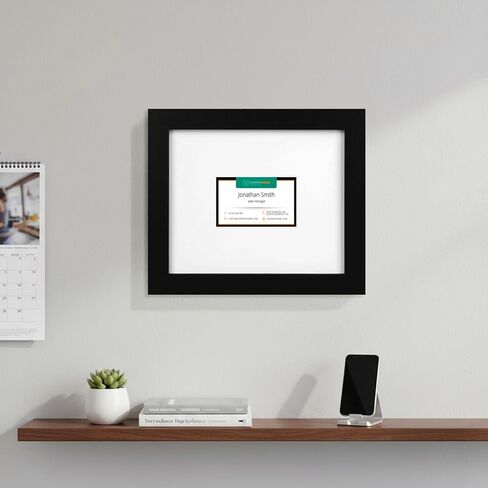 Business Card Display Frame Black Picture Frames White Mat, MDF Frame, Easel and Installed Wall Hanger in Kuwait