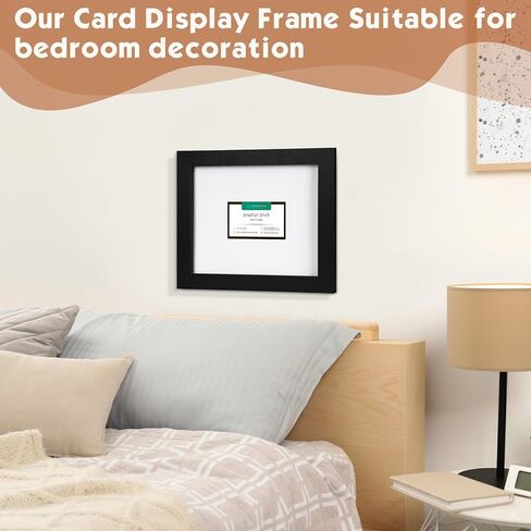 Business Card Display Frame Black Picture Frames White Mat, MDF Frame, Easel and Installed Wall Hanger in Kuwait