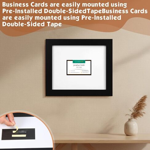 Business Card Display Frame Black Picture Frames White Mat, MDF Frame, Easel and Installed Wall Hanger in Kuwait