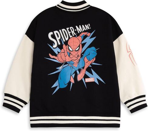جاكيت بومبر أسود للأولاد من Marvel Spider-Man | جاكيت فارسيتي برسومات كرتونية | كم طويل ملابس الشارع الأعلى in Kuwait