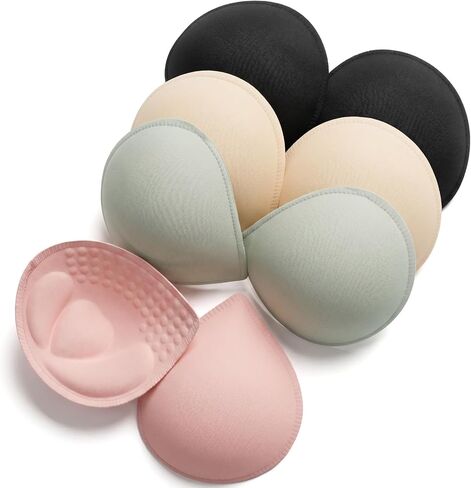 Jeffdad 4 Pairs Bra Pads Inserts, Removable Sponge Bra Pads Breathable Sports BraPads Inserts Lightweight Swimsuit BraInserts for Sports Bras Dresses Swimsuits in Kuwait