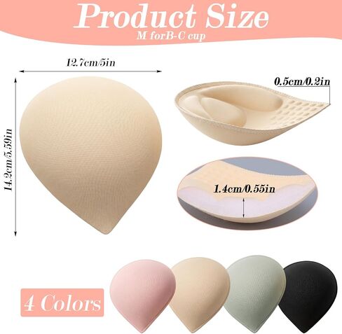 Jeffdad 4 Pairs Bra Pads Inserts, Removable Sponge Bra Pads Breathable Sports BraPads Inserts Lightweight Swimsuit BraInserts for Sports Bras Dresses Swimsuits in Kuwait