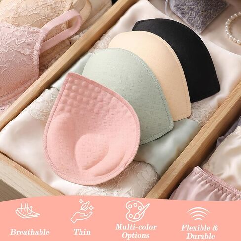 Jeffdad 4 Pairs Bra Pads Inserts, Removable Sponge Bra Pads Breathable Sports BraPads Inserts Lightweight Swimsuit BraInserts for Sports Bras Dresses Swimsuits in Kuwait