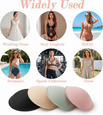Jeffdad 4 Pairs Bra Pads Inserts, Removable Sponge Bra Pads Breathable Sports BraPads Inserts Lightweight Swimsuit BraInserts for Sports Bras Dresses Swimsuits in Kuwait