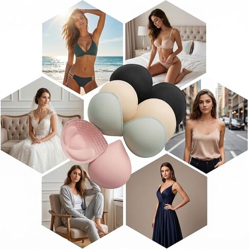 Jeffdad 4 Pairs Bra Pads Inserts, Removable Sponge Bra Pads Breathable Sports BraPads Inserts Lightweight Swimsuit BraInserts for Sports Bras Dresses Swimsuits in Kuwait