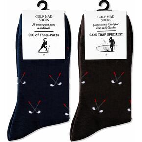 Funny Golf Socks for Men - 2 Pairs Pack Crew Socks - Golfing Gift for Dad Grandpa Husband, Humor Christmas Birthday Father's Day Gag Gifts, Size 9-12 in Saudi Arabia