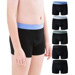 Incontinence Underwear for Boys & Teens, Age 4-18, Washable Potty Training Leak Proof Cotton Boxer Briefs, 5 Pack (Multicolor01, Medium, 5 Pack) in Kuwait