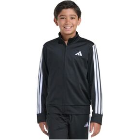 adidas Youth Boy's Tricot 3 Stripe Full Zip Track Jacket (US, Alpha, Small, Regular, Black) in Kuwait
