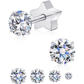 Limerencia Moissanite Stud Earrings for Women Men, F136 Hypoallergenic Titanium Earrings for Sensitive Ears, 18K White Gold Plated Star or Heart Flat Back, D Color VVS1 Clarity, GRA Certificate in Kuwait